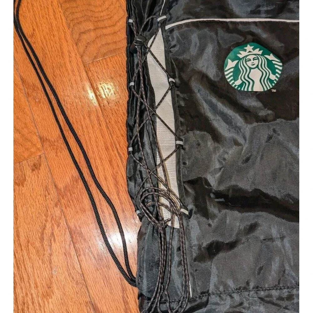 Starbucks Black Coffee Bag Cinch‎ Bag Drawstring Bag Latte Espresso Side Cord